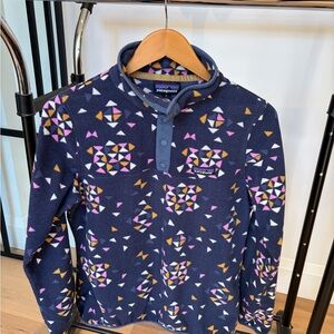 Patagonia Navy Patterned Fleece Pullover